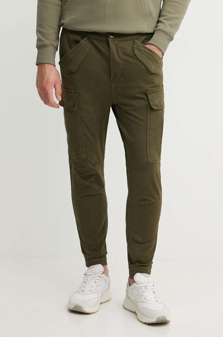 Bavlnené nohavice Alpha Industries Airman Pant 188201.142, zelená farba