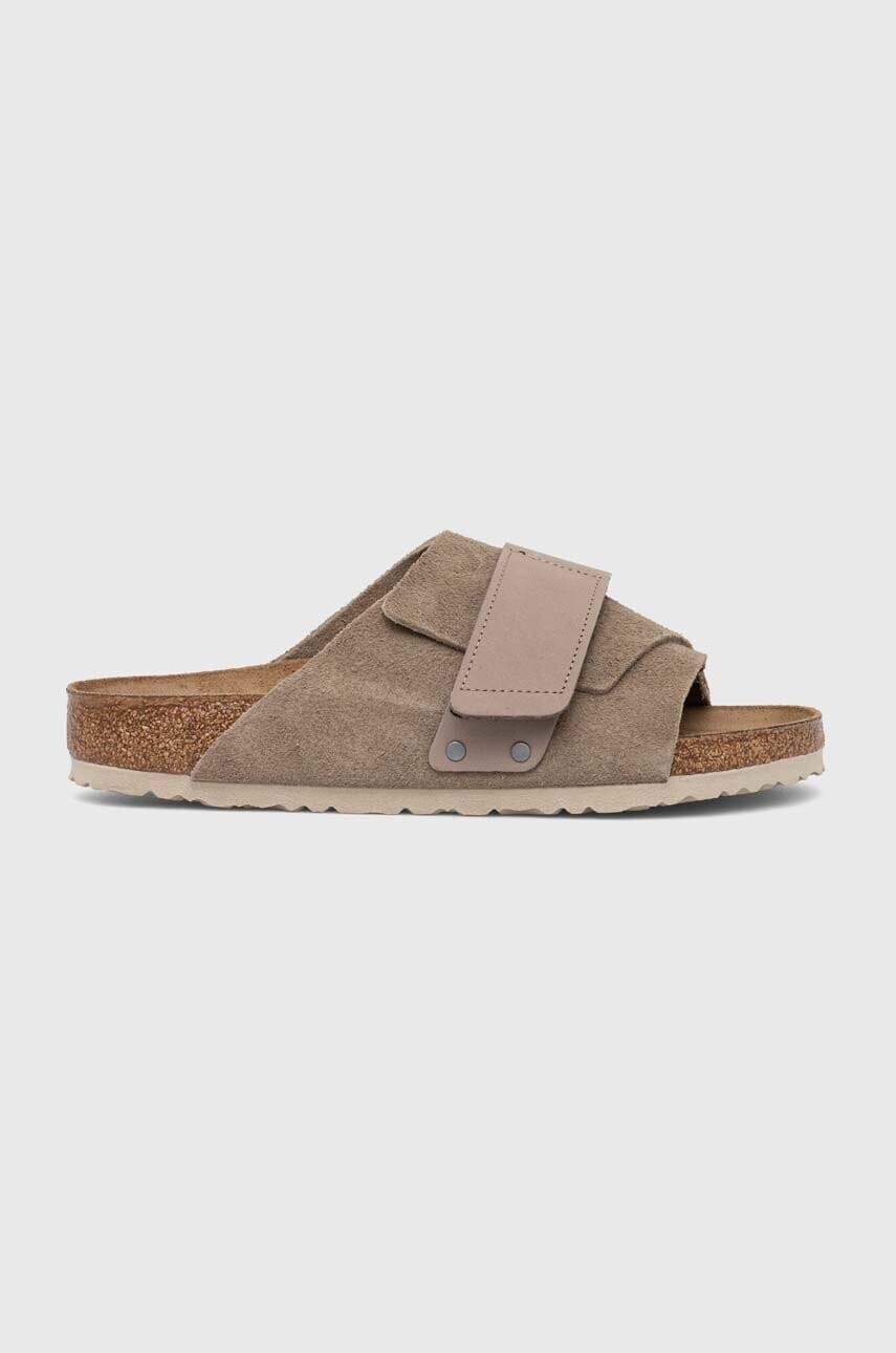 Semišové šľapky Birkenstock Kyoto pánske, béžová farba