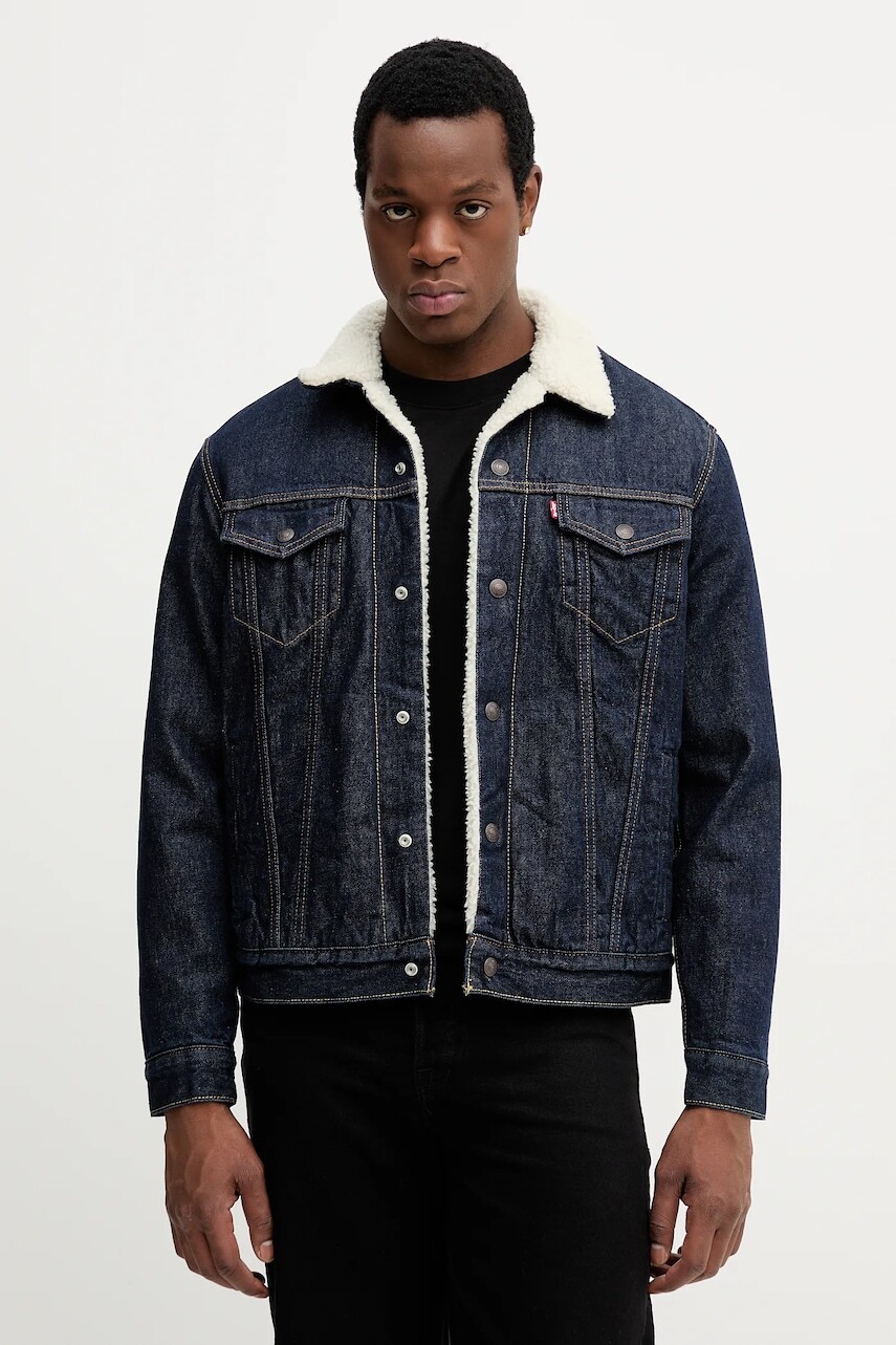 Rifľová bunda Levi's tmavomodrá farba, prechodná, 16365
