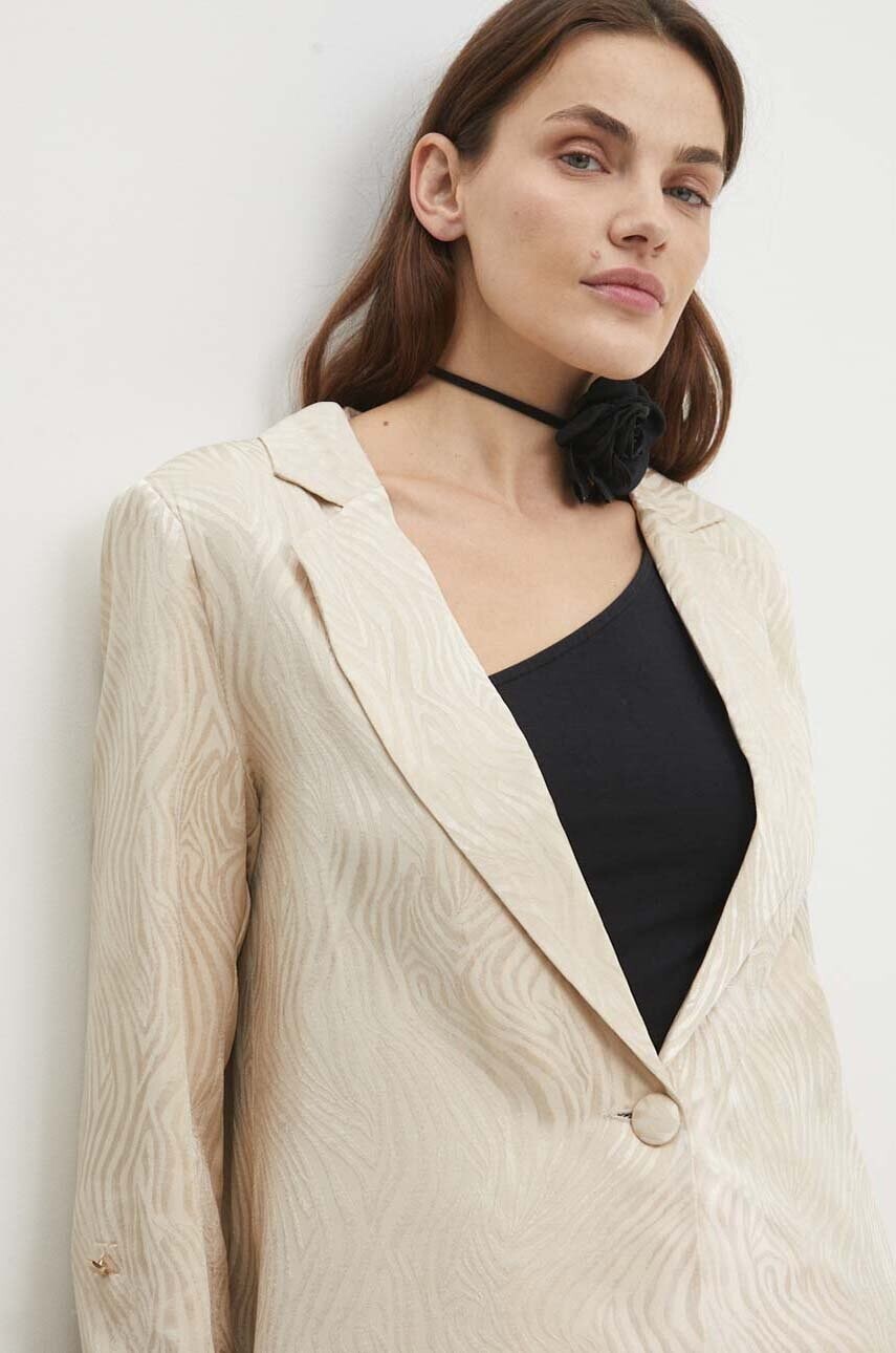 Sako Answear.LAB béžová farba, jednoradové, vzorované