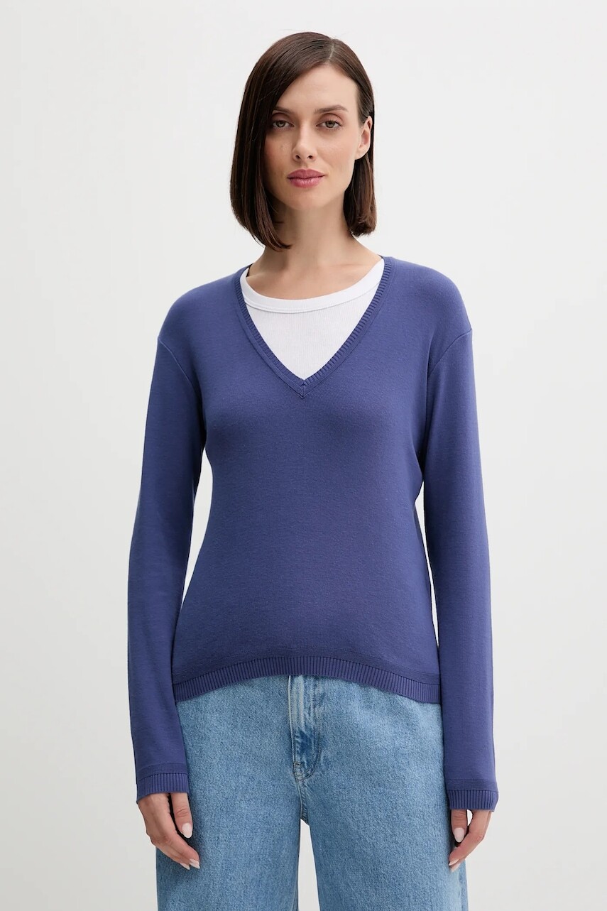 Bavlnený sveter United Colors of Benetton ružová farba, tenký, 1091D4625