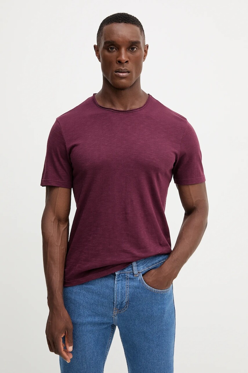 Bavlnené tričko United Colors of Benetton pánske, béžová farba, jednofarebné, 3JE1J19A5