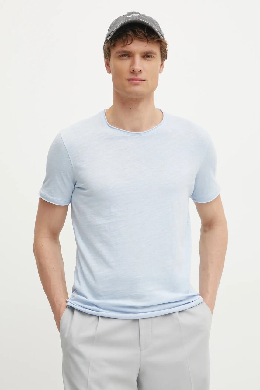Bavlnené tričko Sisley pánske, jednofarebné, 3WF0S101K