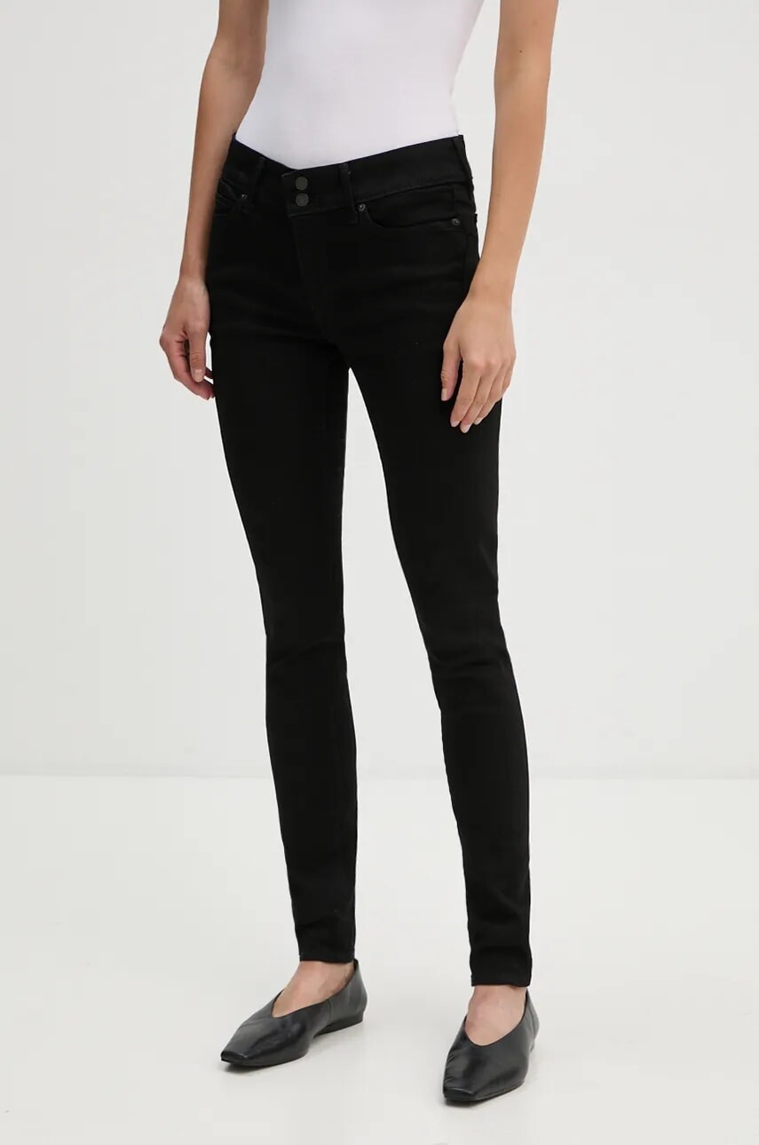 Rifle Levi's 711 DOUBLE BUTTON dámske, čierna farba