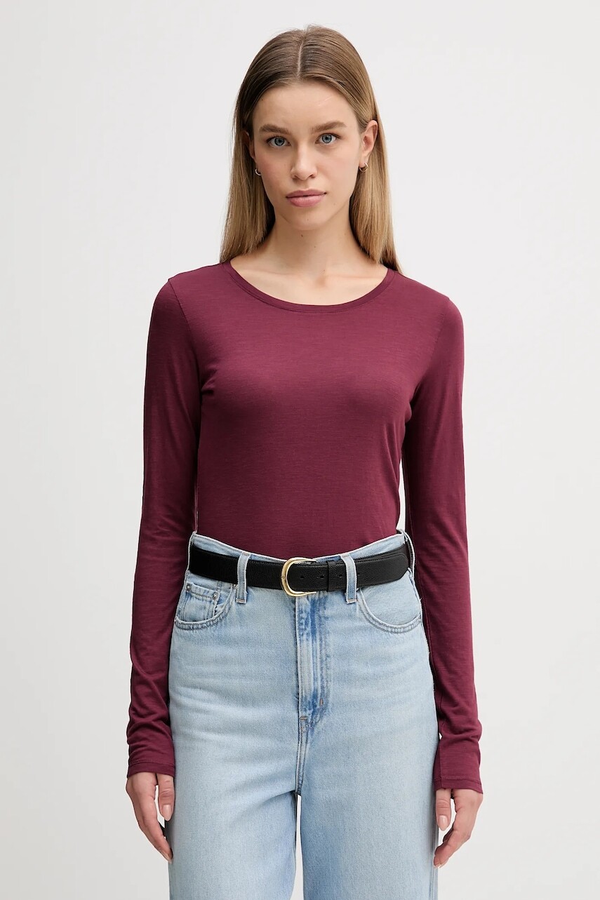 Tričko s dlhým rukávom Sisley modrá farba