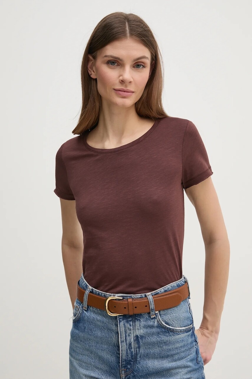 Tričko Sisley dámsky, hnedá farba