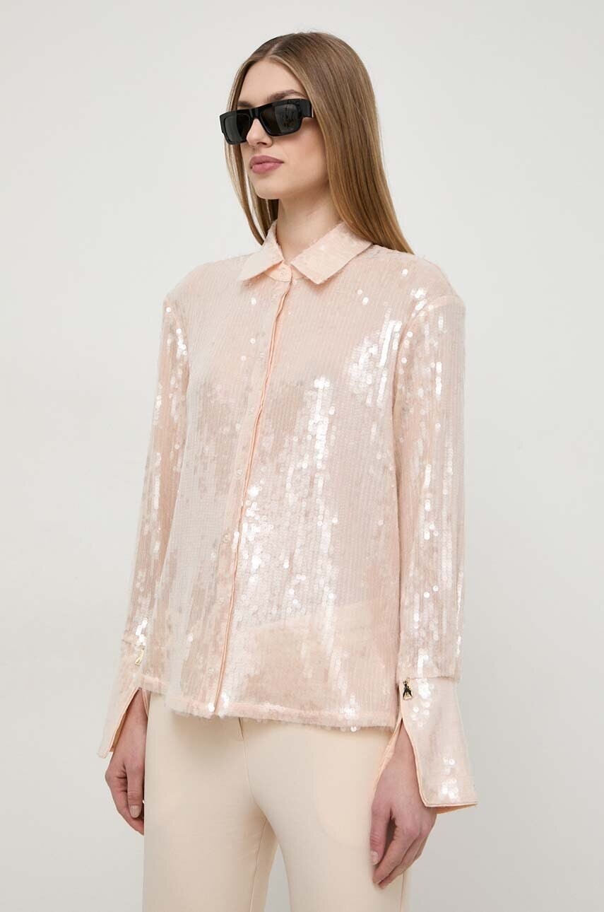 Košeľa Patrizia Pepe dámska, oranžová farba, regular, s klasickým golierom, 8C0675 A394