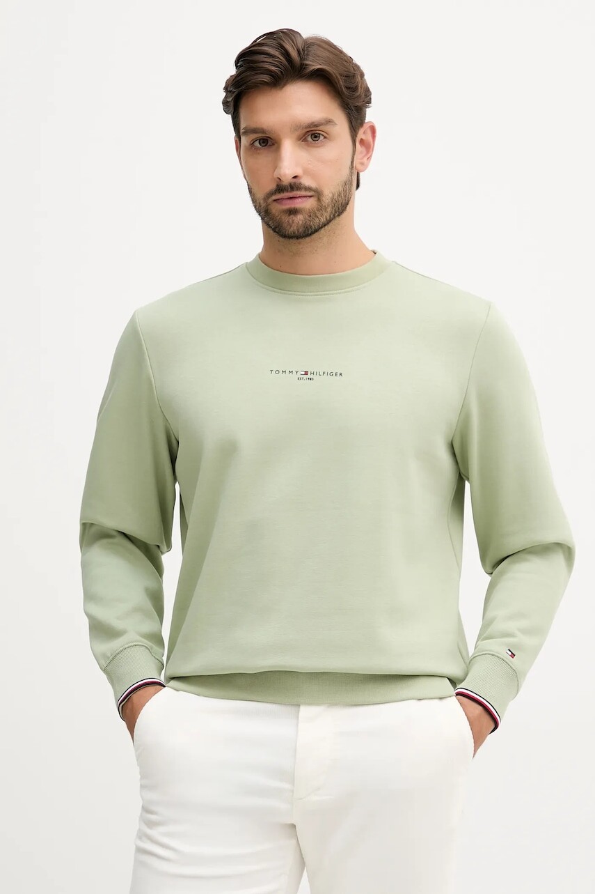 Mikina Tommy Hilfiger čierna farba, s potlačou