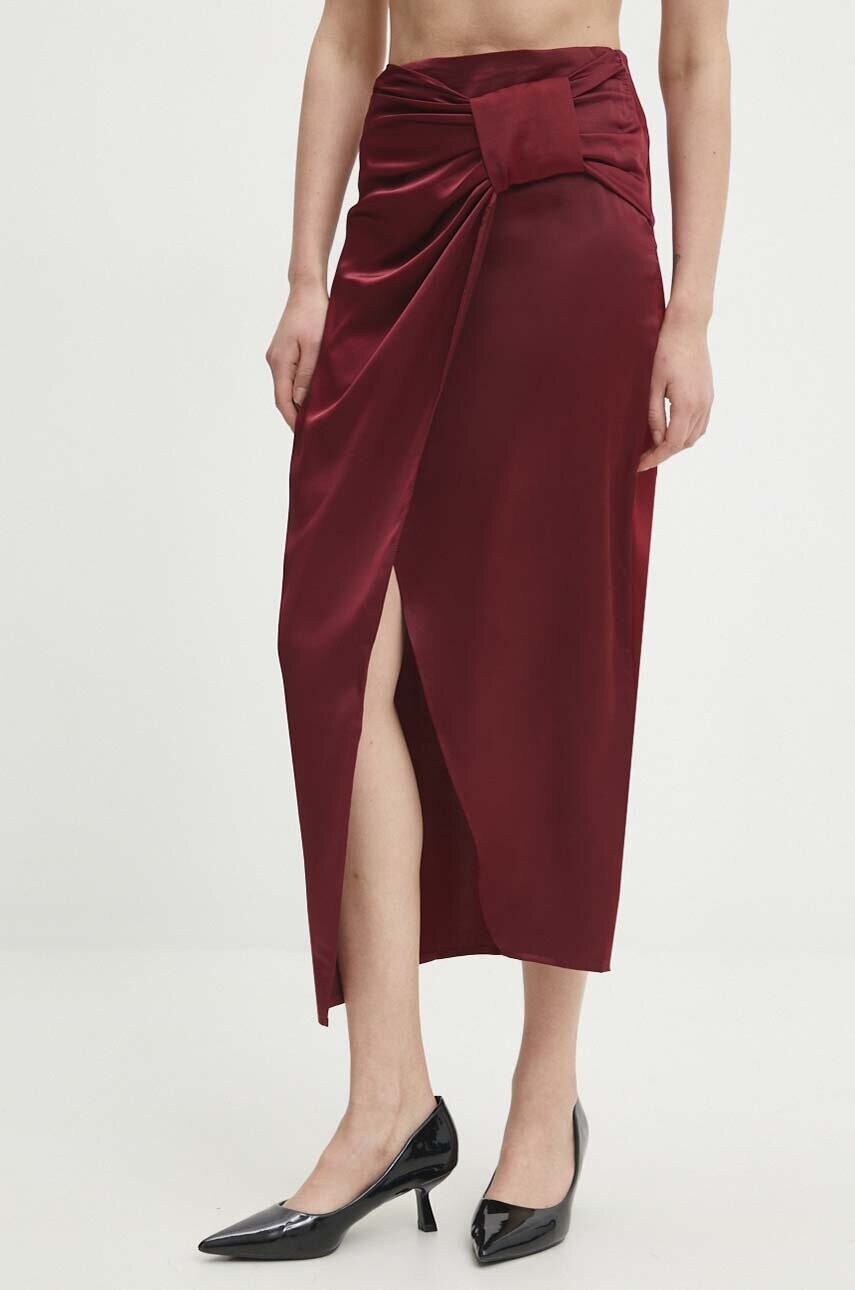 Sukňa Answear.LAB bordová farba, maxi, puzdrová