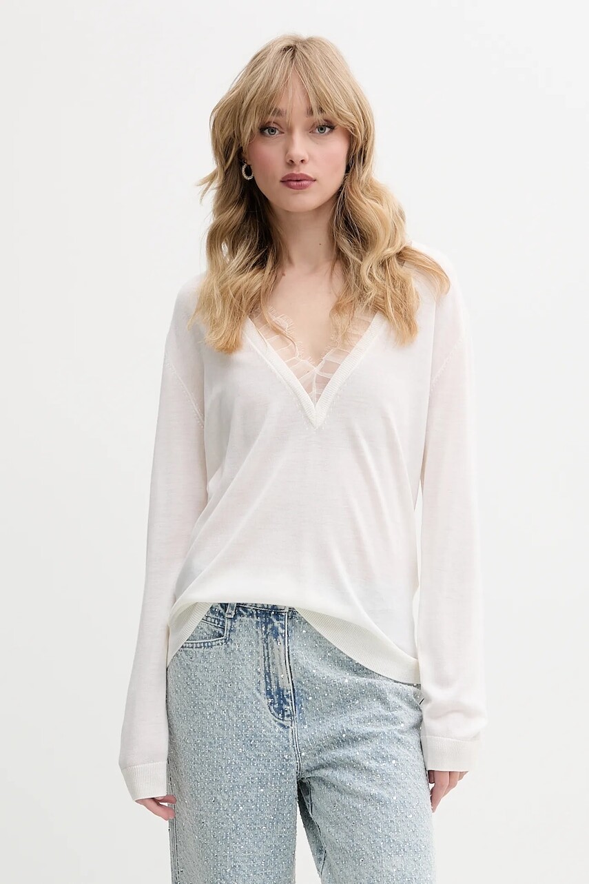 Vlnený sveter IRO čierna farba, ľahké