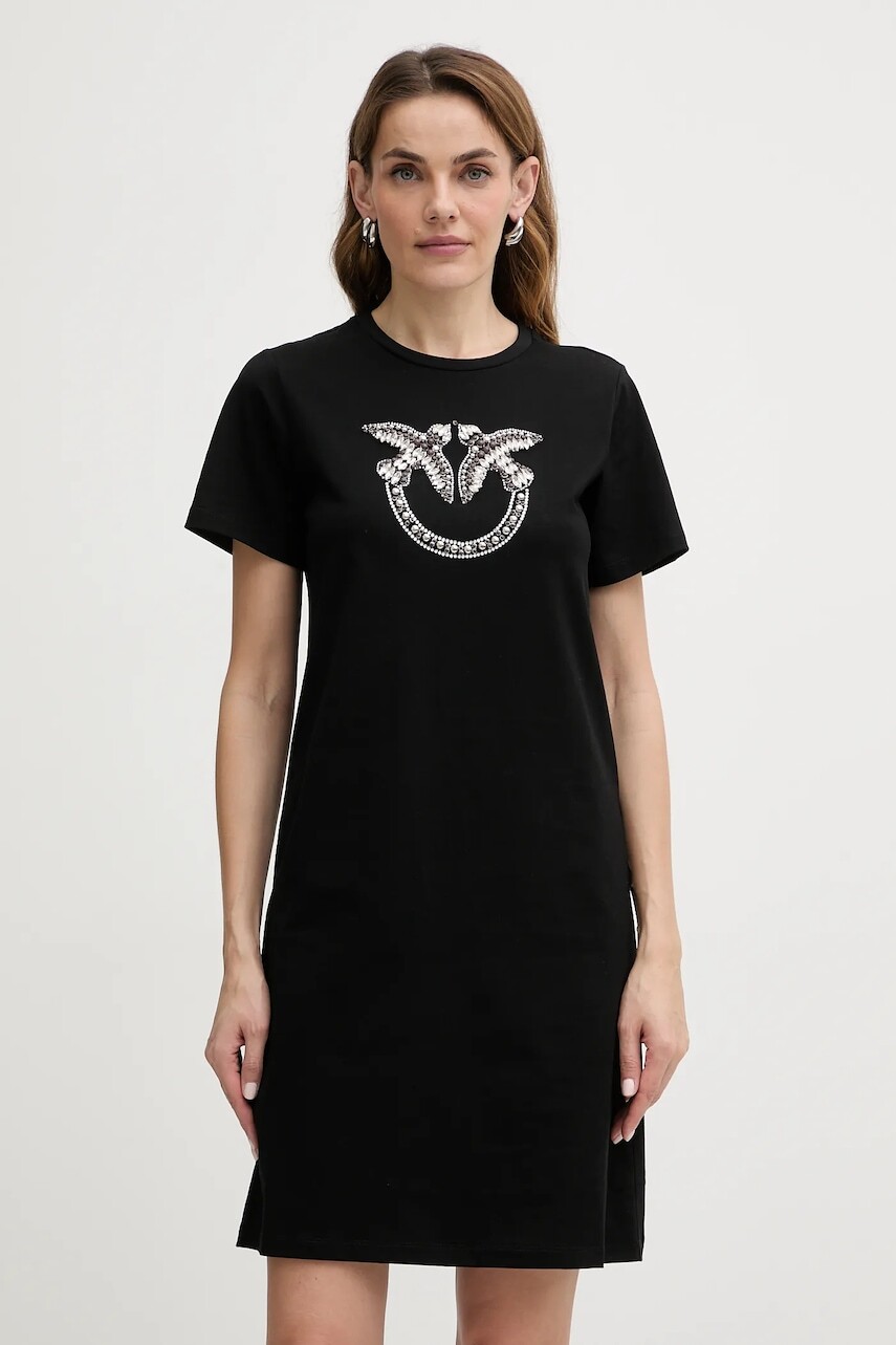 Bavlnené šaty Pinko Answear Exclusive Answear Exclusive čierna farba, mini, rovný strih, 103933.A1R7