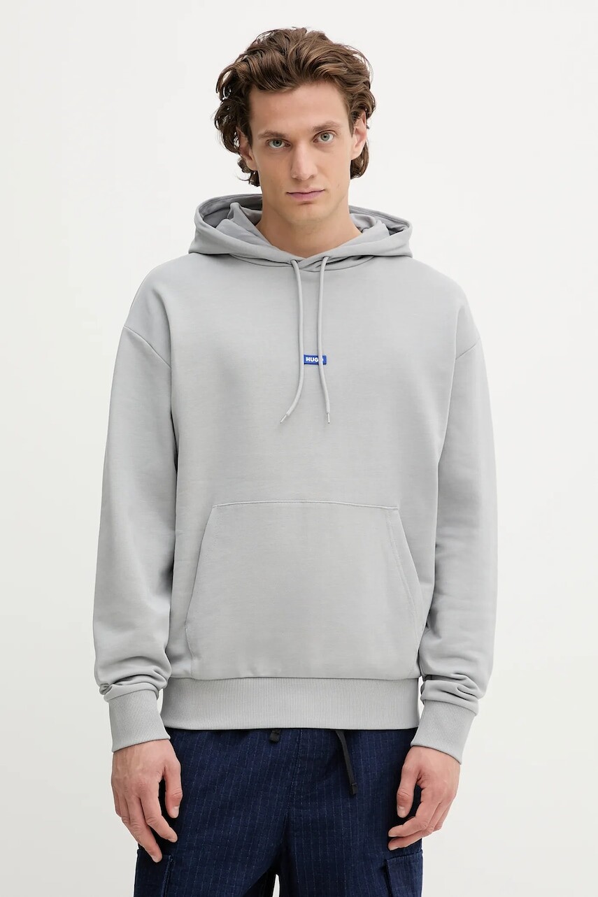 Bavlnená mikina Hugo Blue béžová farba, s kapucňou, 50522374