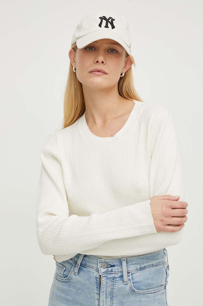 Sveter s prímesou vlny G-Star dámsky, béžová farba