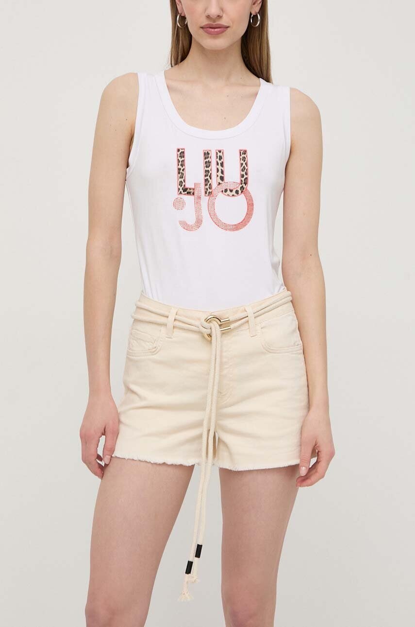 Šortky Liu Jo dámske, béžová farba, jednofarebné, vysoký pás