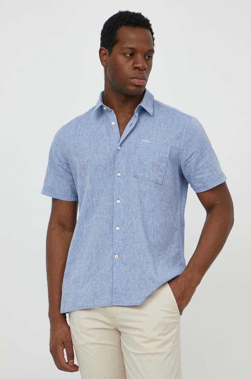 Ľanová košeľa Barbour regular, s klasickým golierom, MSH5093
