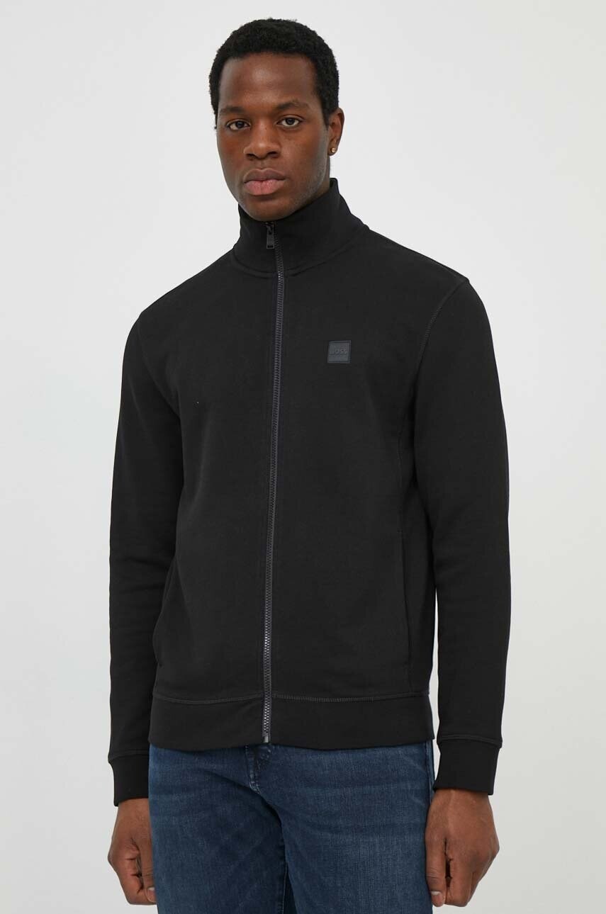Bavlnená mikina BOSS Orange pánska, čierna farba, jednofarebná, 50511709