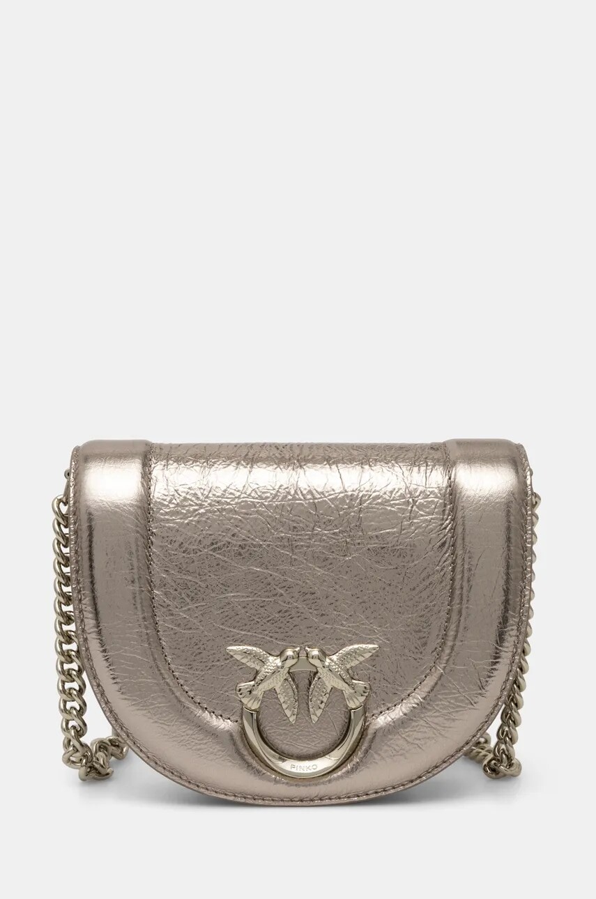 Kožená kabelka Pinko strieborná farba, 101969 A1JG,