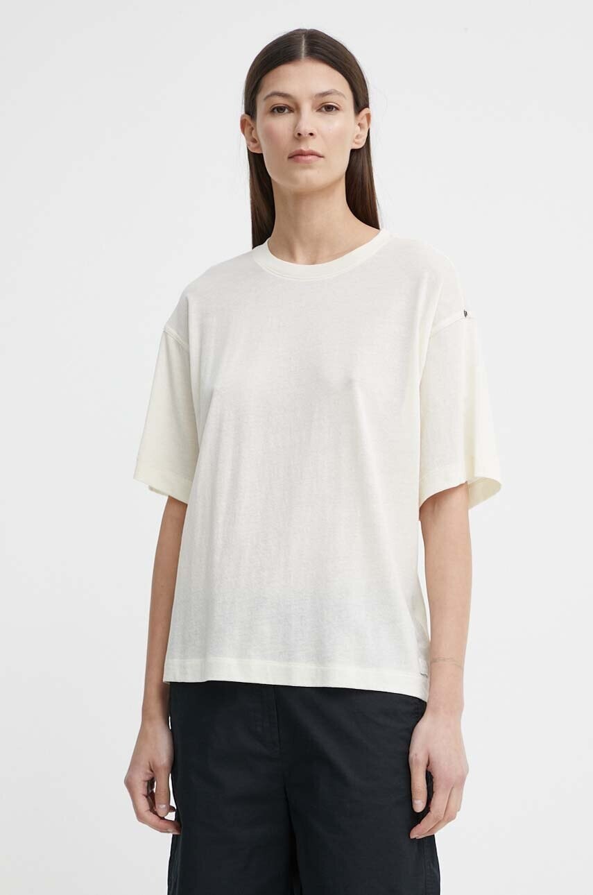 Bavlnené tričko G-Star dámsky, béžová farba