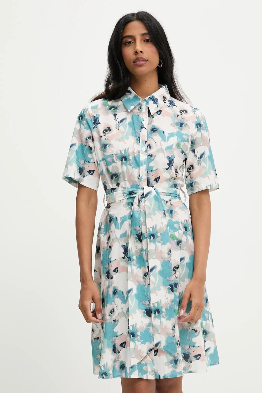 Bavlnené šaty Answear.LAB tyrkysová farba, mini, áčkový strih