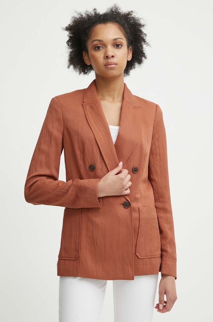 Sako United Colors of Benetton hnedá farba, dvojradové, jednofarebné