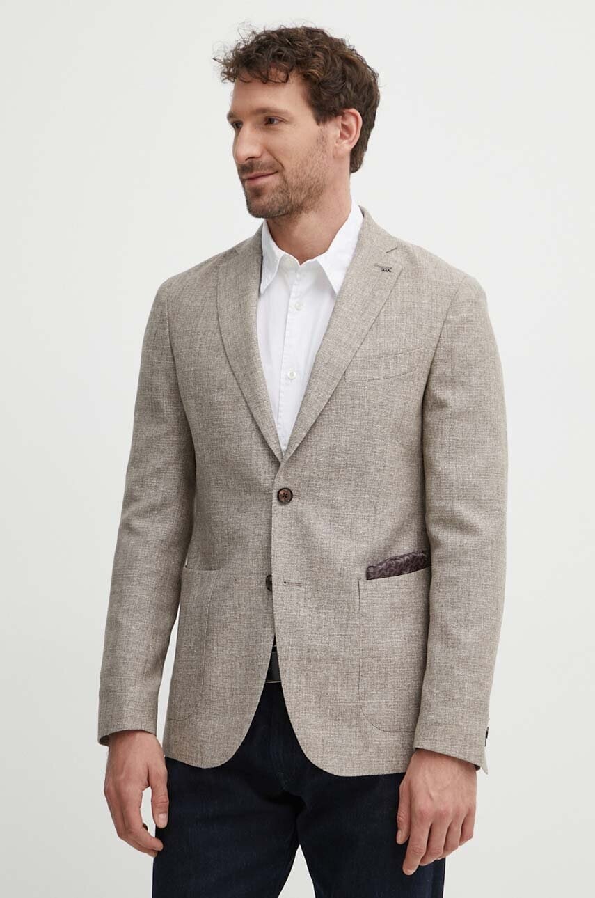 Vlnené sako Michael Kors béžová farba, MK0BL01037,