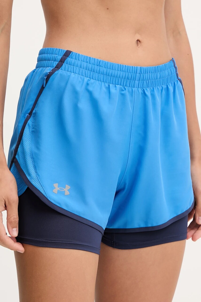 Bežecké šortky Under Armour Fly By bordová farba, jednofarebná, vysoký pás