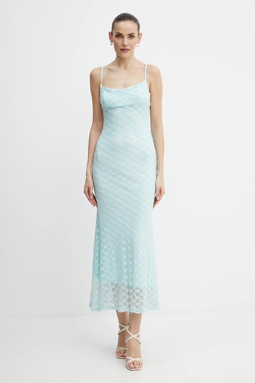 Šaty Bardot ADONI červená farba, maxi, priliehavé, 57998DB1