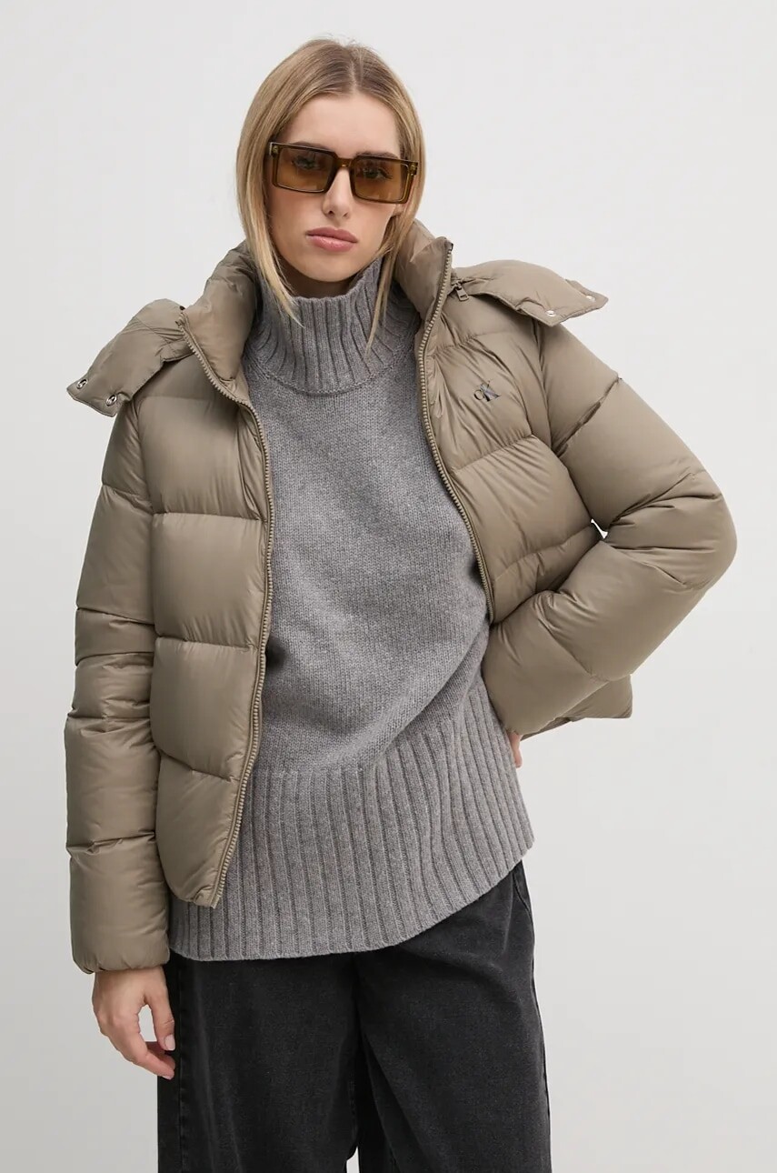 Páperová bunda Calvin Klein Jeans dámska, zelená farba, zimná, J20J223571