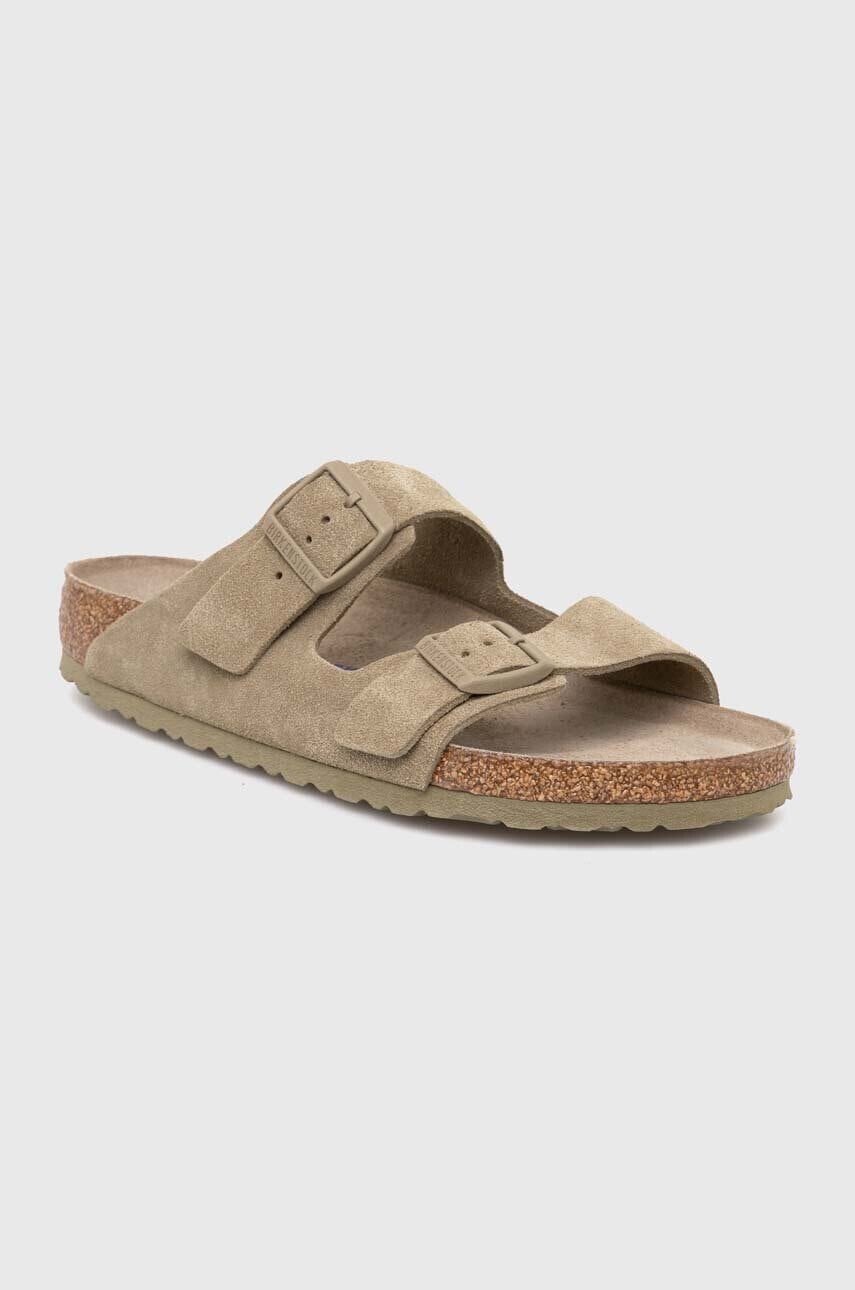 Semišové šľapky Birkenstock Arizona SFB pánske, zelená farba, 1019045