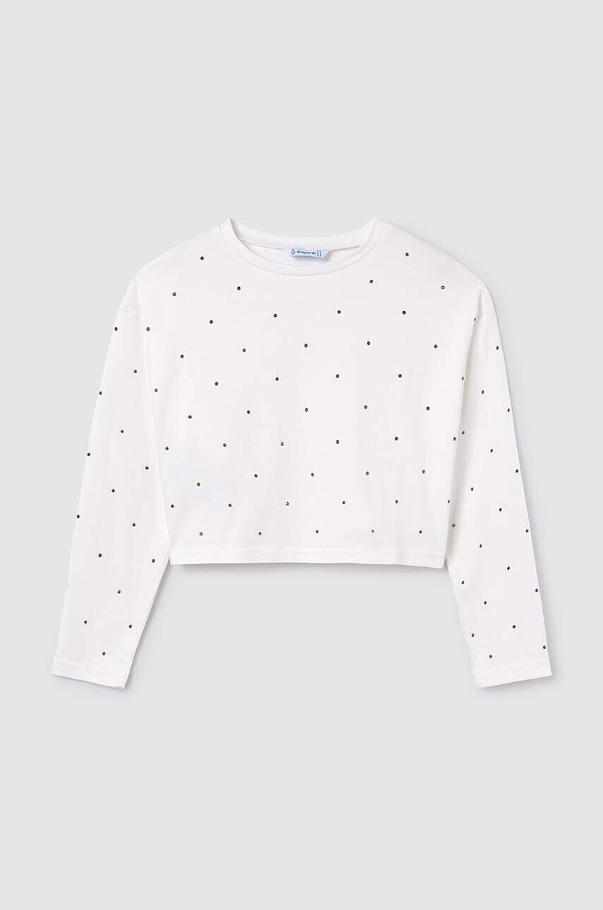 Detská bavlnená košeľa s dlhým rukávom Mayoral béžová farba, 7094