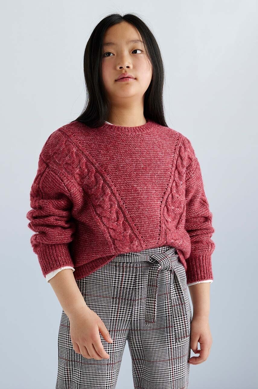 Detský sveter s prímesou vlny Mayoral ružová farba, 7310