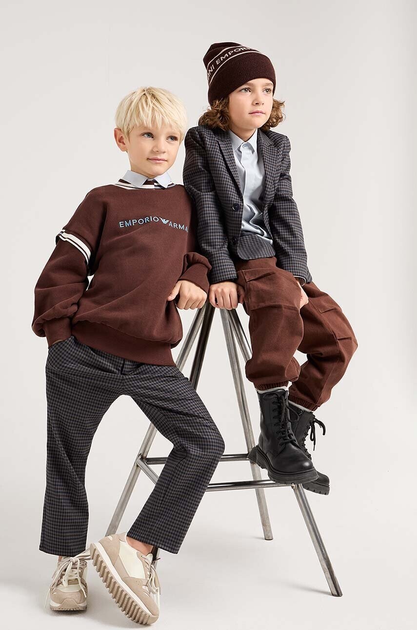 Detská vlnená čiapka Emporio Armani hnedá farba biela, 404707 4F490