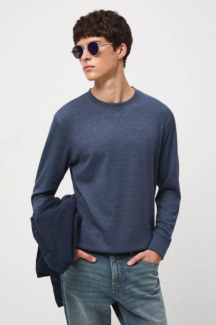 Tričko s dlhým rukávom Medicine tmavomodrá farba, jednofarebná