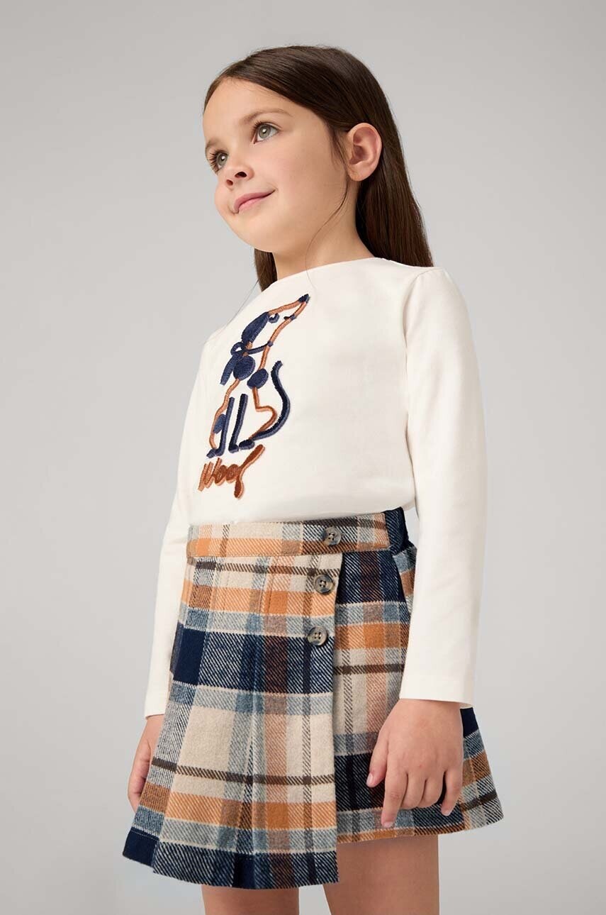 Dievčenská sukňa Mayoral tmavomodrá farba, mini, rovný strih, 4909