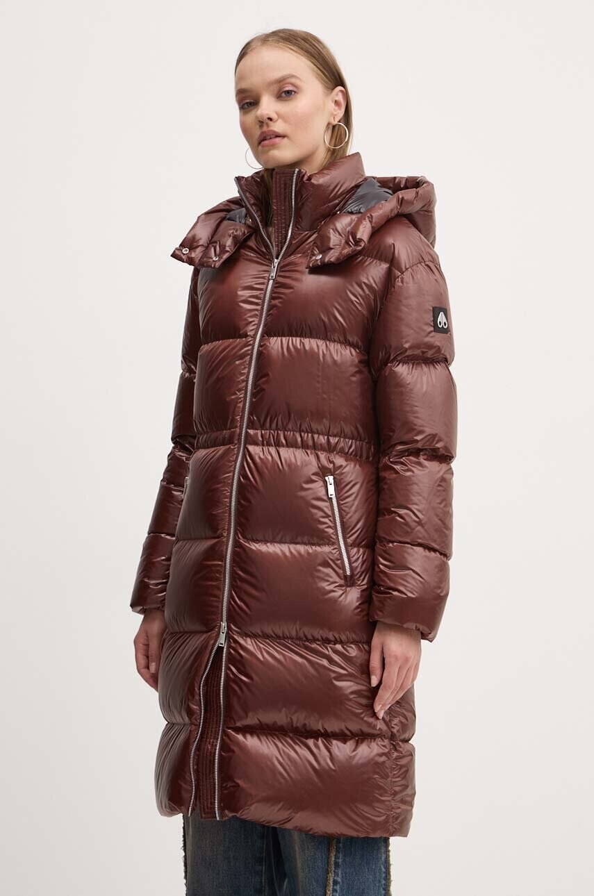 Páperová bunda MOOSE KNUCKLES Juniper dámska, hnedá farba, zimná, M34LP218