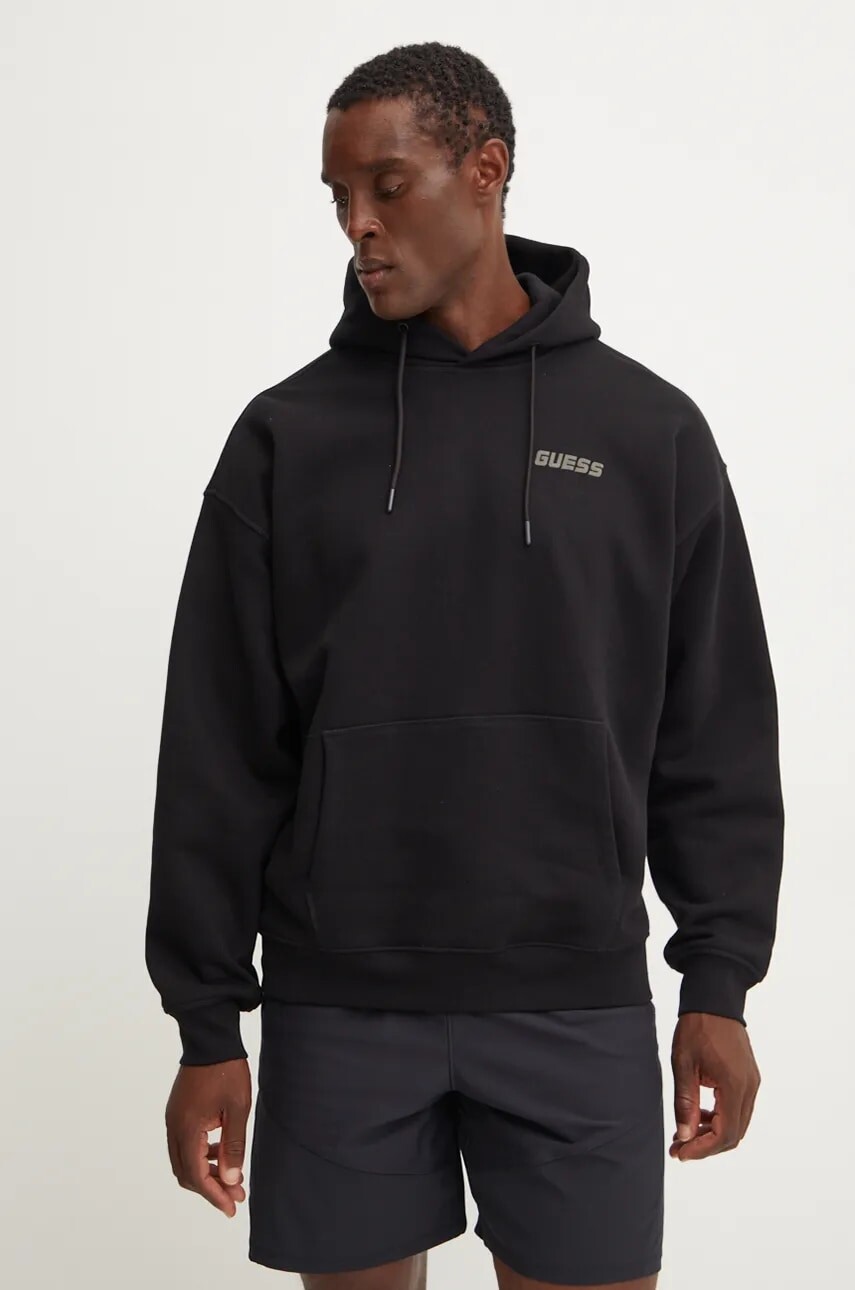Mikina Guess EMIS čierna farba, s kapucňou, Z4YQ00 K9V31