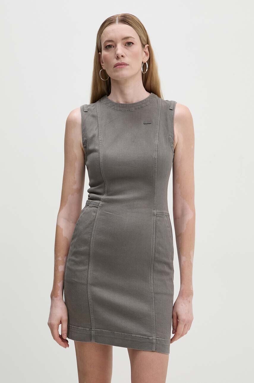 Šaty G-Star šedá farba, mini, rovný strih, D25249-D730