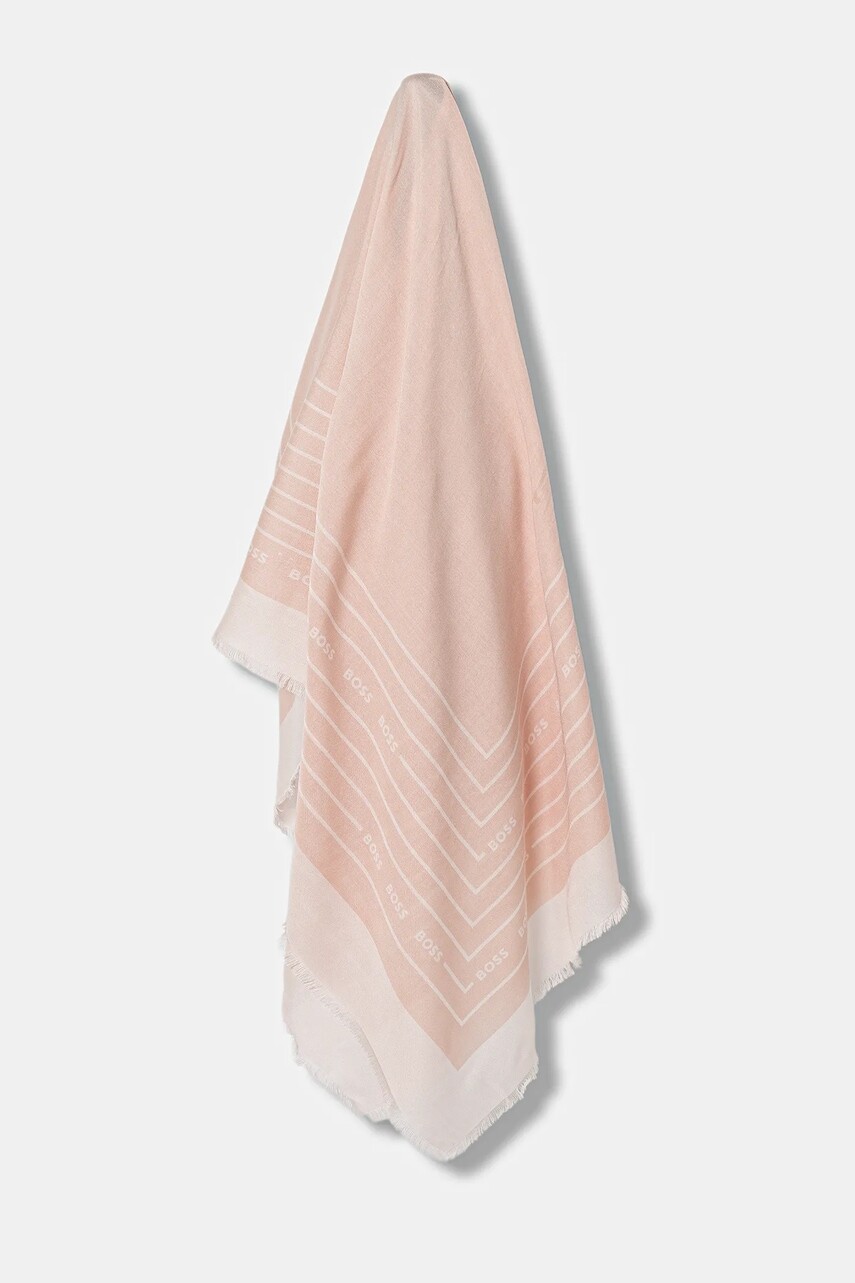 Šatka s prímesou hodvábu BOSS šedá farba, 50521800