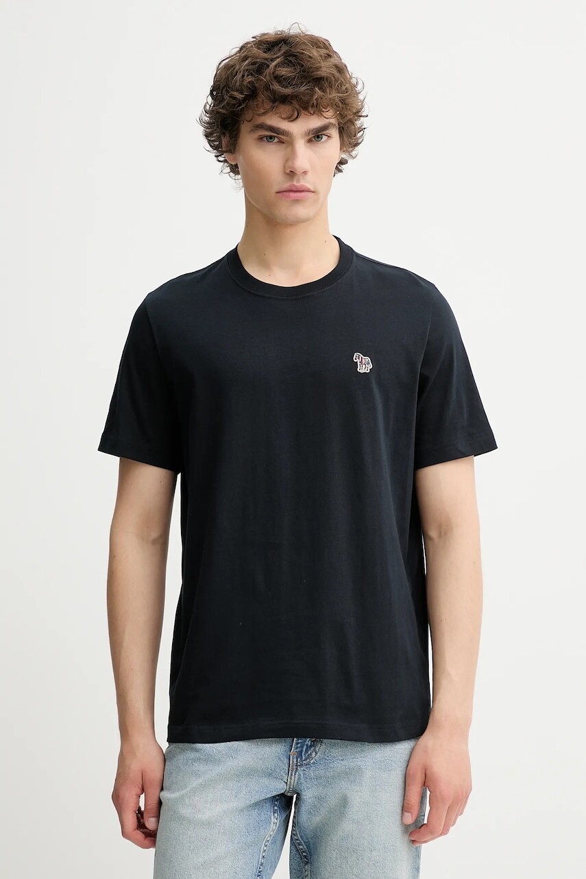 Bavlnené tričko PS Paul Smith pánske, tmavomodrá farba, jednofarebná, M2R.011R.KZEBRA