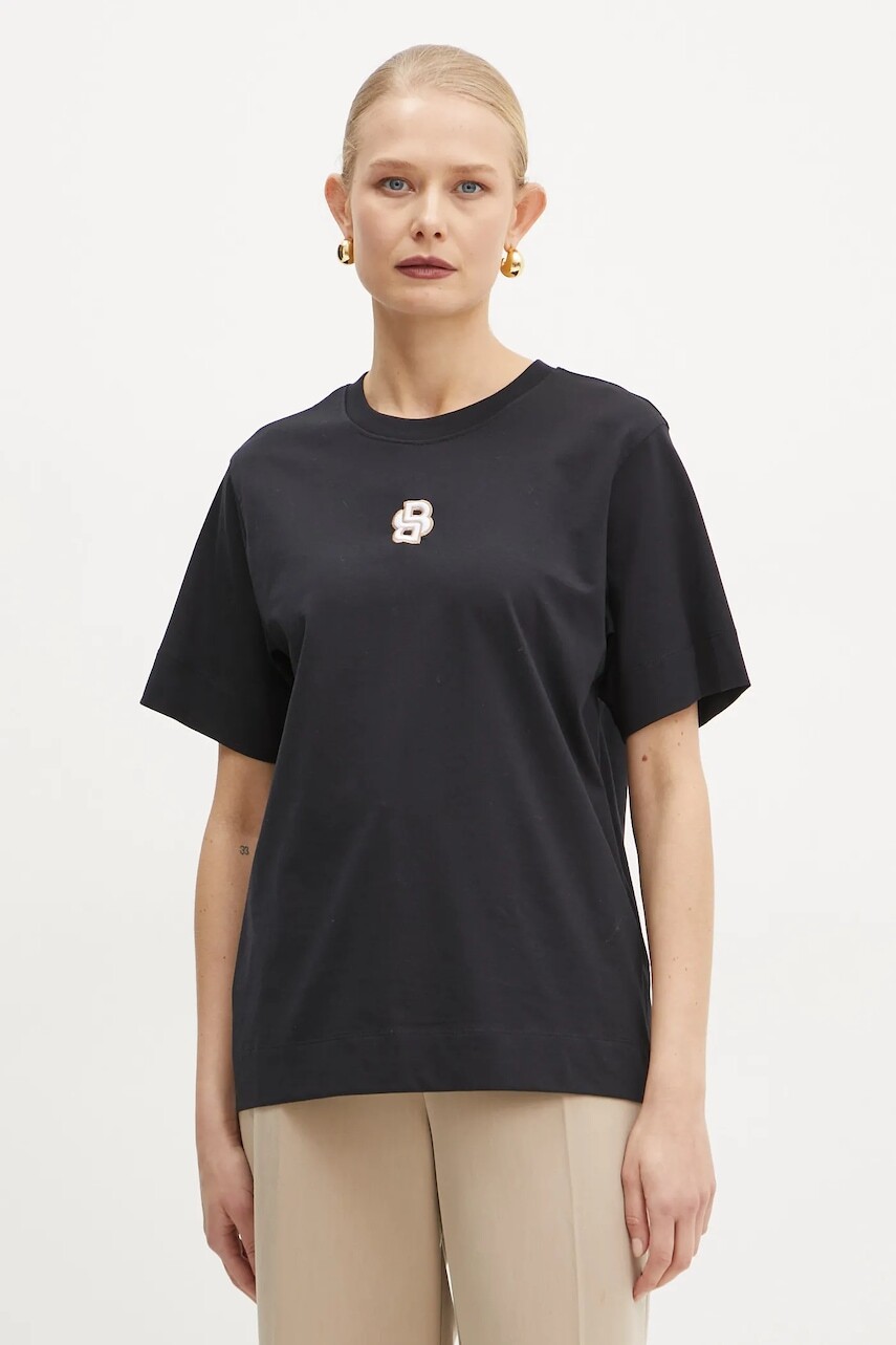 Bavlnené tričko BOSS dámsky, béžová farba, 50526205