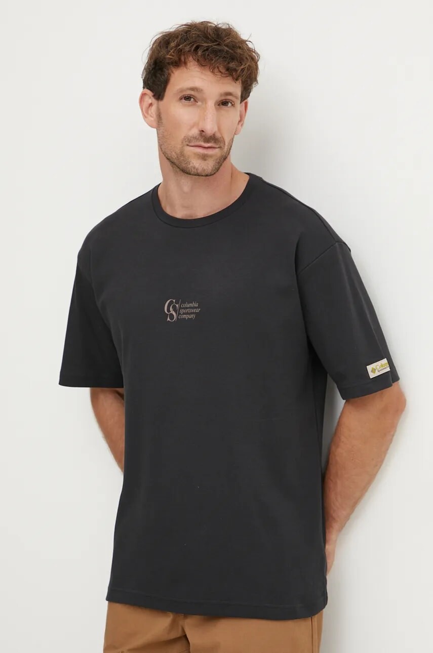 Tričko Columbia CSC Heritage pánske, čierna farba, s potlačou, 2090871