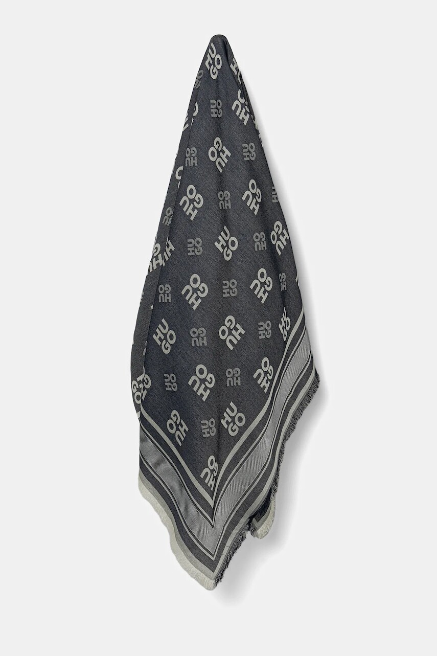 Šatka HUGO béžová farba, vzorovaná, 50517684