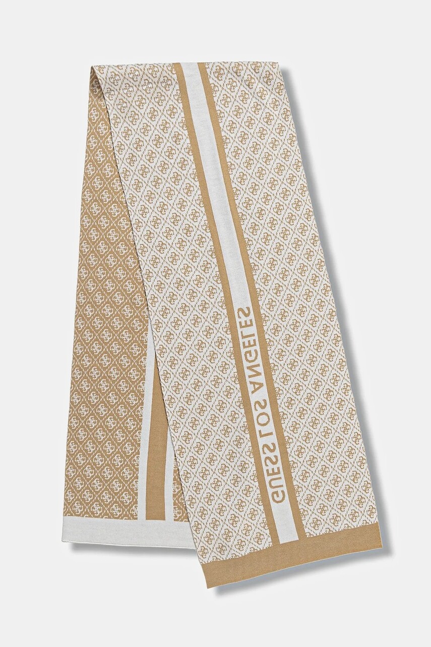 Šál s prímesou vlny Guess SEVYN béžová farba, vzorovaný, W4BZ22 Z3JD2