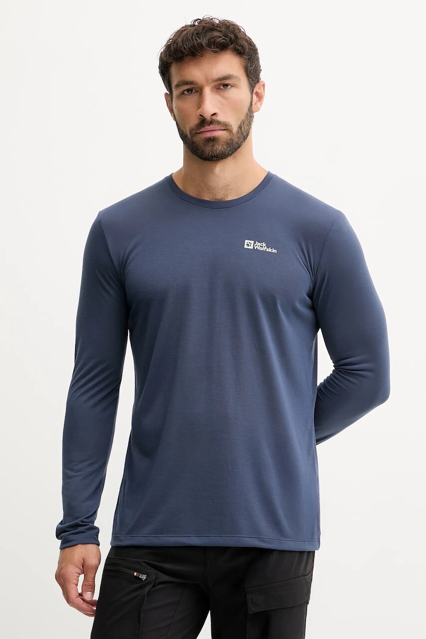 Športové tričko s dlhým rukávom Jack Wolfskin Vonnan čierna farba, jednofarebné, A60291