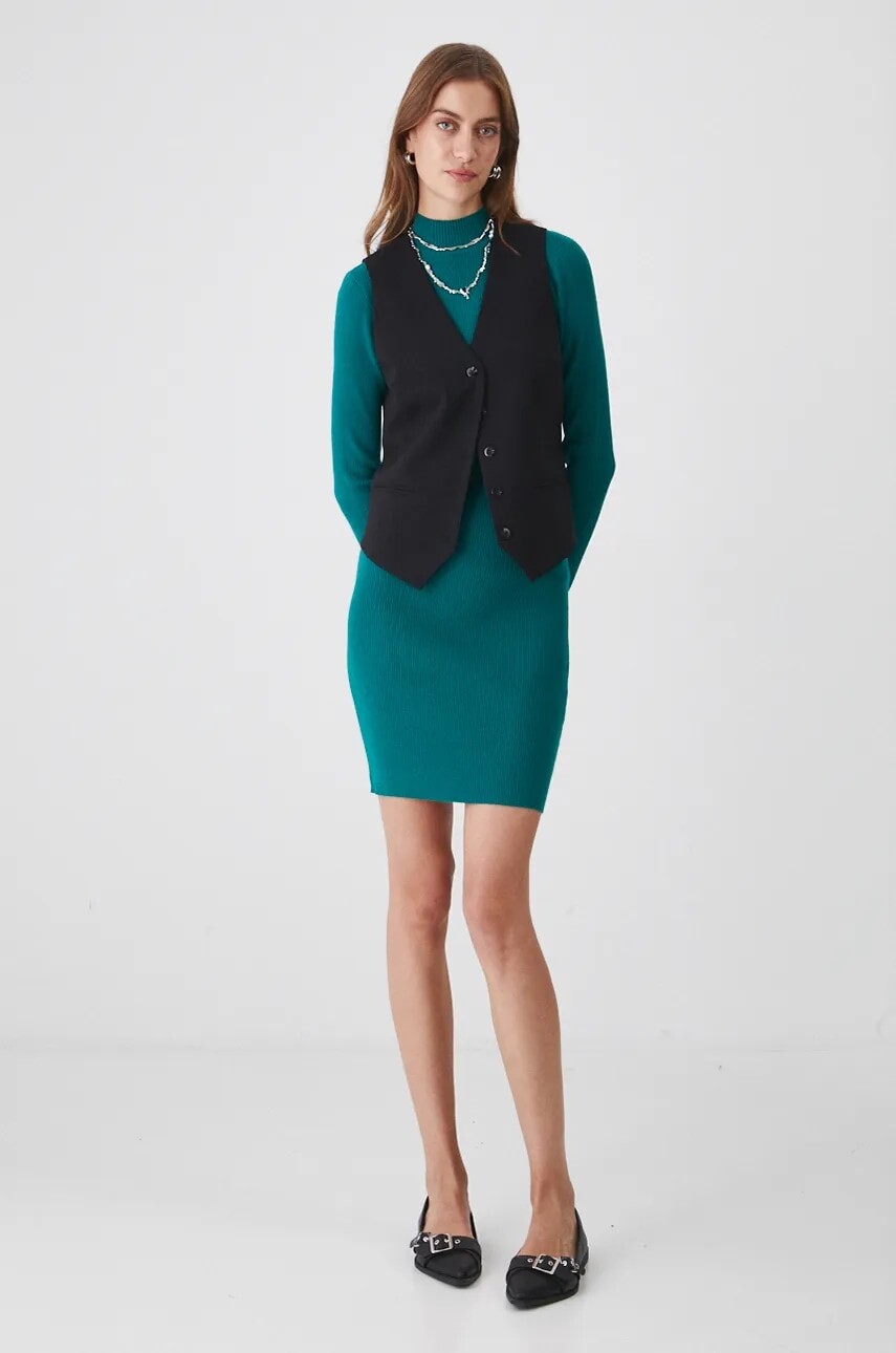 Šaty Medicine zelená farba, mini, priliehavá