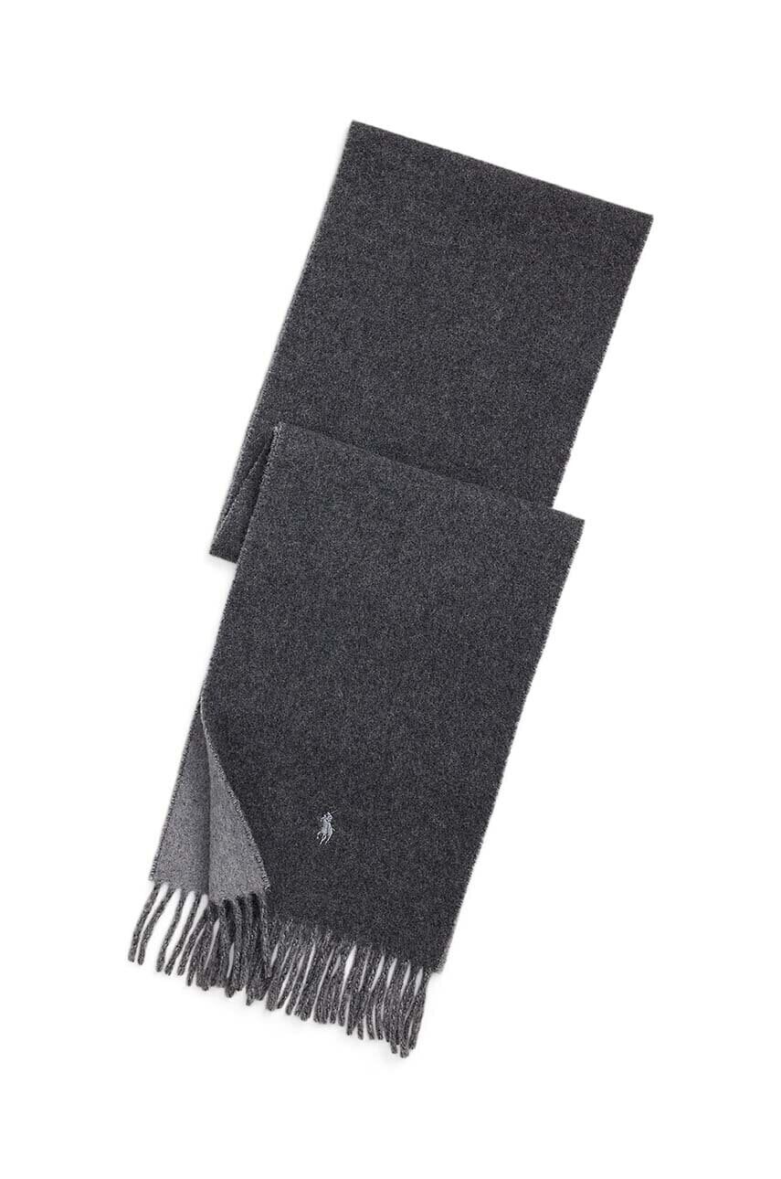 Šál s prímesou vlny Polo Ralph Lauren šedá farba, jednofarebný, 449959334