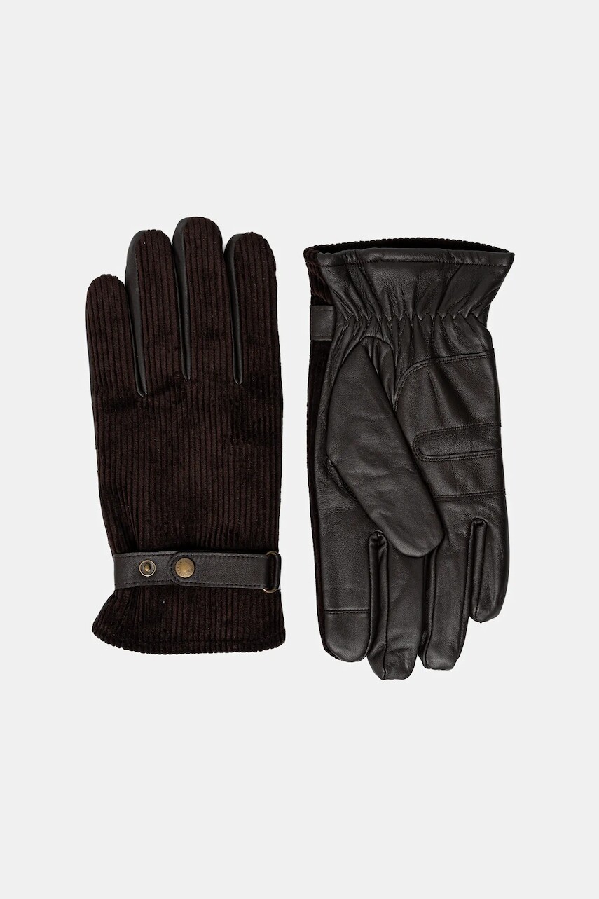 Kožené rukavice Barbour hnedá farba, MGL0137