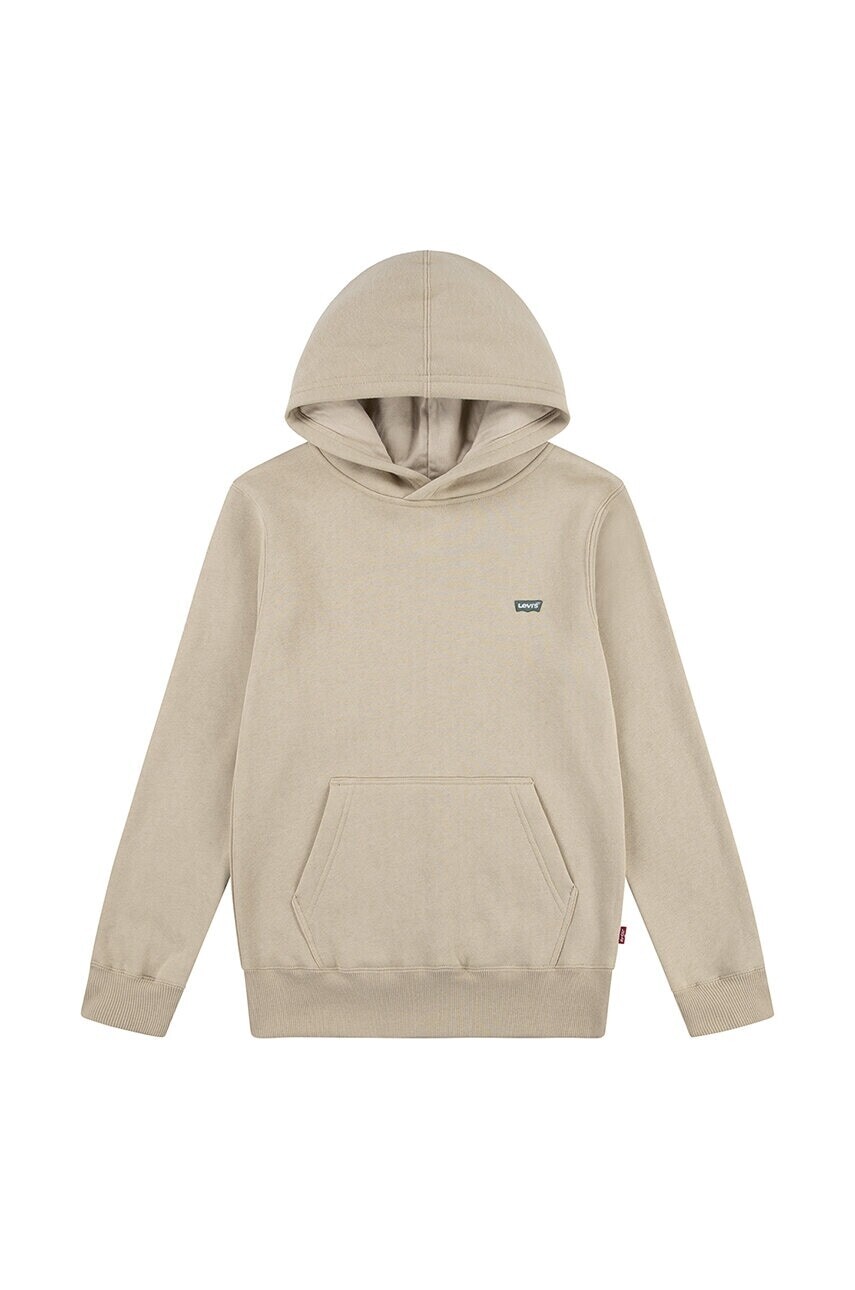 Detská mikina Levi's MINI BATWING HOODIE béžová farba, s kapucňou, jednofarebná, 8EL452