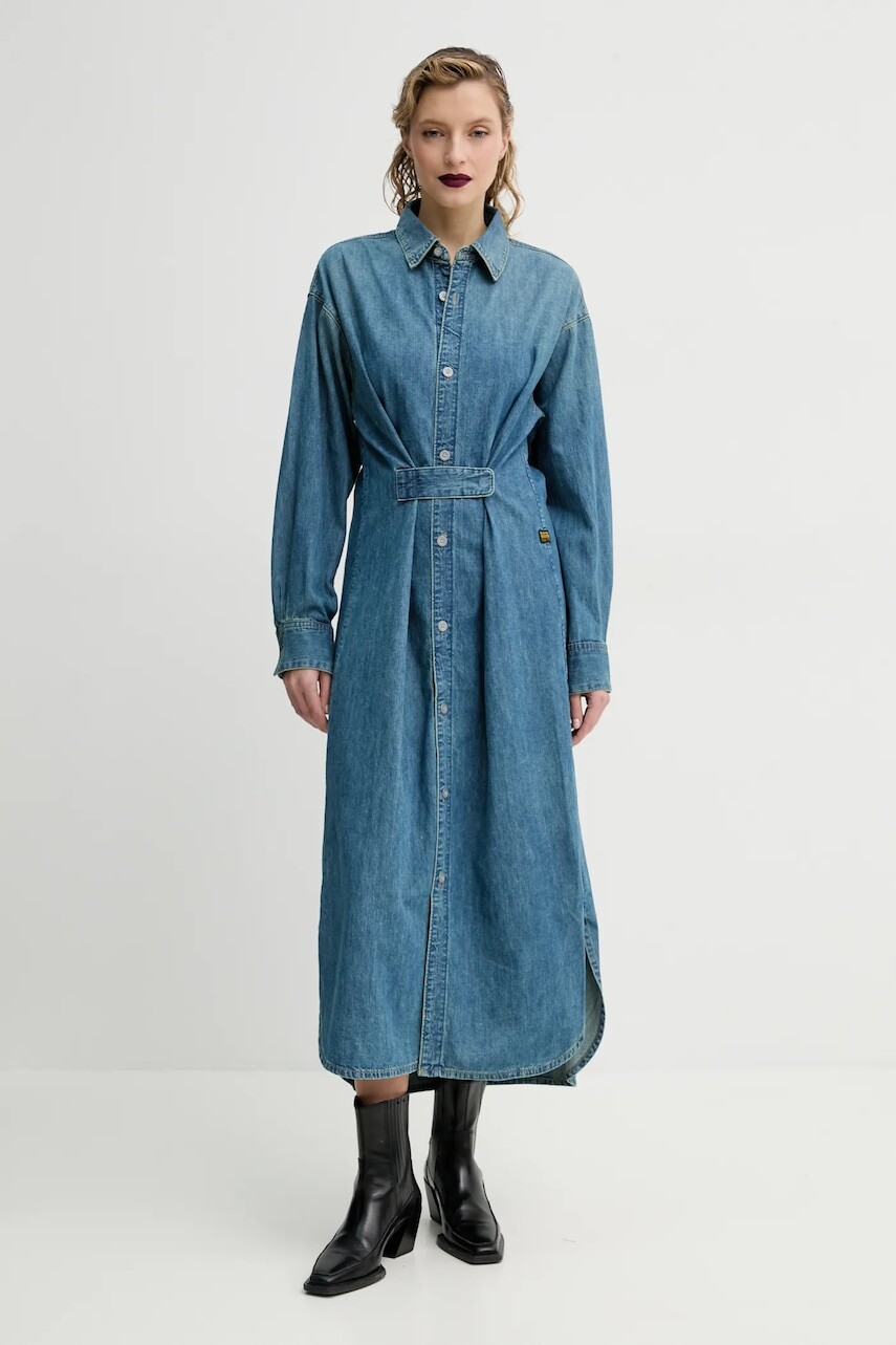 Rifľové šaty G-Star maxi, rovný strih, D25183-D252