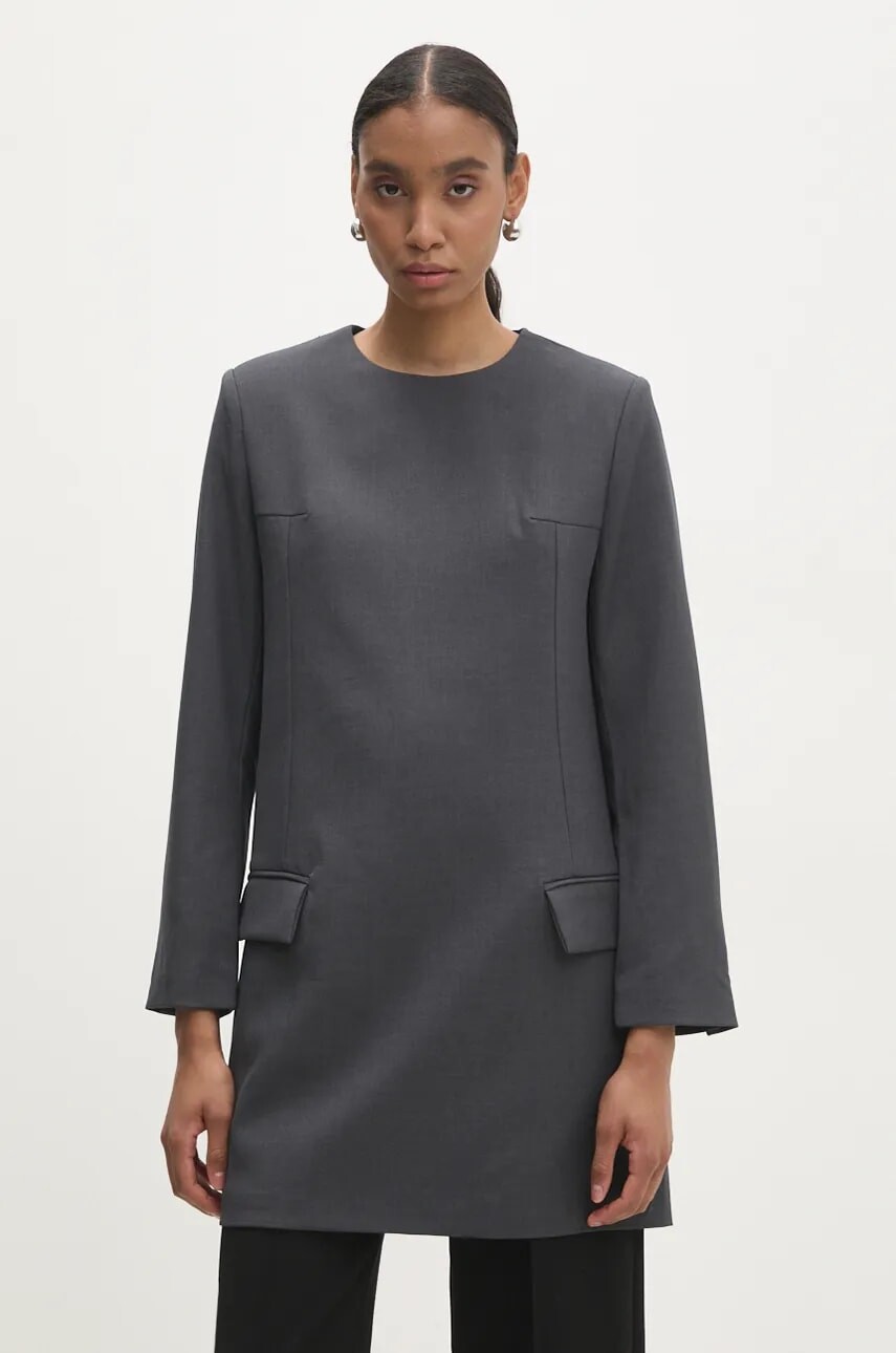 Šaty Answear.LAB šedá farba, mini, rovný strih